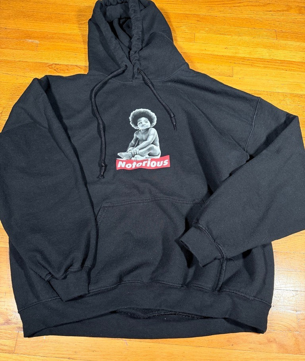 Notorious B.I.G. Baby Graphic Black Pullover Hoodie Hip Hop Rap 24x24